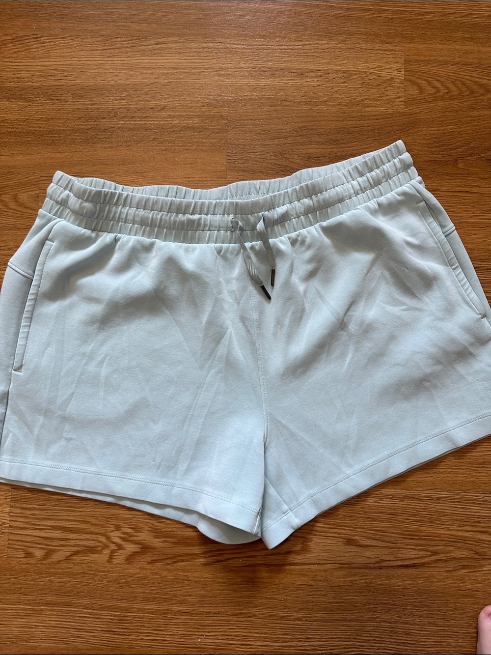 Women's Plus Casual Elastic Waist Shorts- 2 pair— Light Blue and Cream - Picture 3 of 6